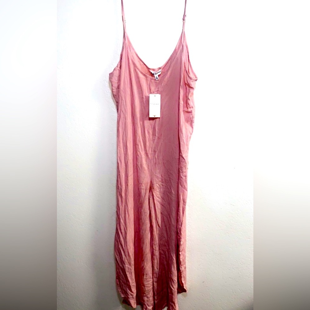 Pink romper, loose fit, spaghetti strap cute casual romper. Dress up/ dress down